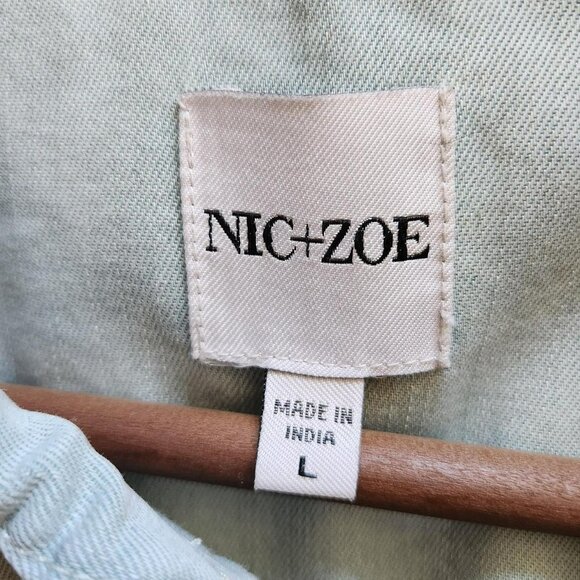 NIC+ZOE Anthropologie Denim Shirtdress Button Up Long Sleeve Light Blue Sz L - Picture 7 of 8